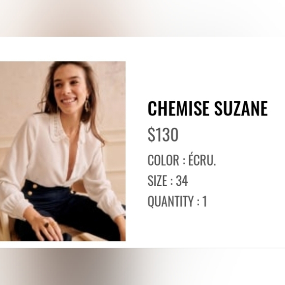 Sezane Suzane Silk Shirt Écru - Picture 2 of 6